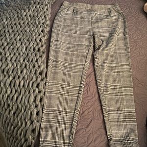 Black and white slack stretch pants